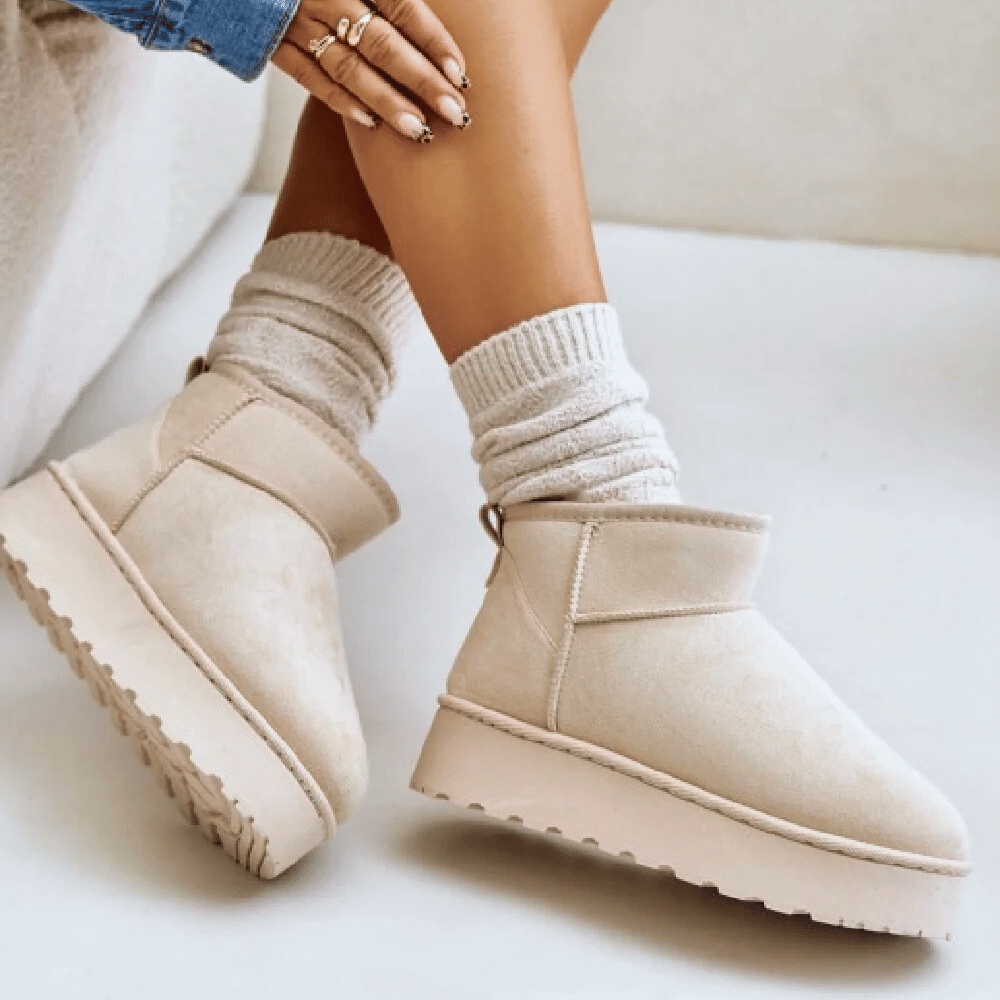 LUXEMBURG Bej Süet İçi Kürklü Bot