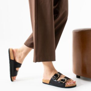 verona siyah deri günlük terlik