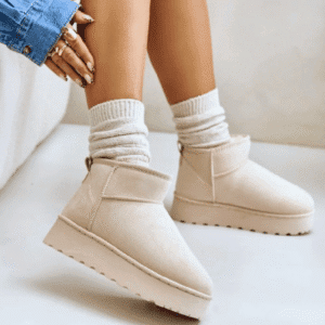 LUXEMBURG Bej Süet İçi Kürklü Bot