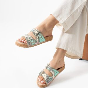 sera yeşil etnik günlük terlik