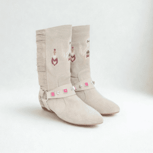 astrid bej hakiki süet nakışlı bot