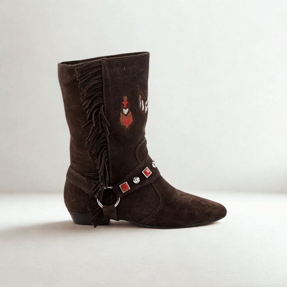 astrid koyu kahve hakiki süet nakışlı bot astrid koyu kahve hakiki süet nakışlı bot