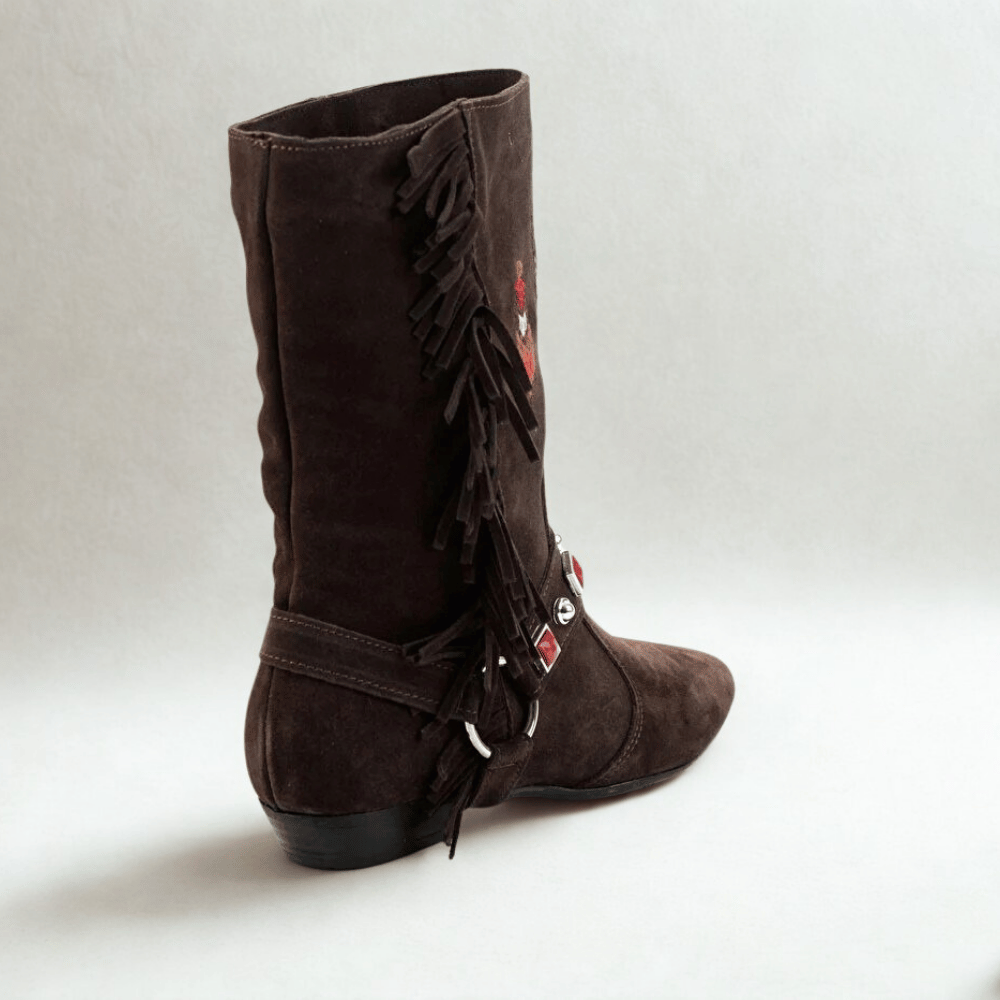 astrid koyu kahve hakiki süet nakışlı bot astrid koyu kahve hakiki süet nakışlı bot