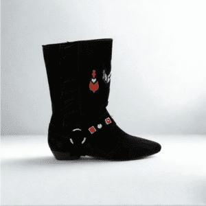 astrid siyah hakiki süet nakışlı bot